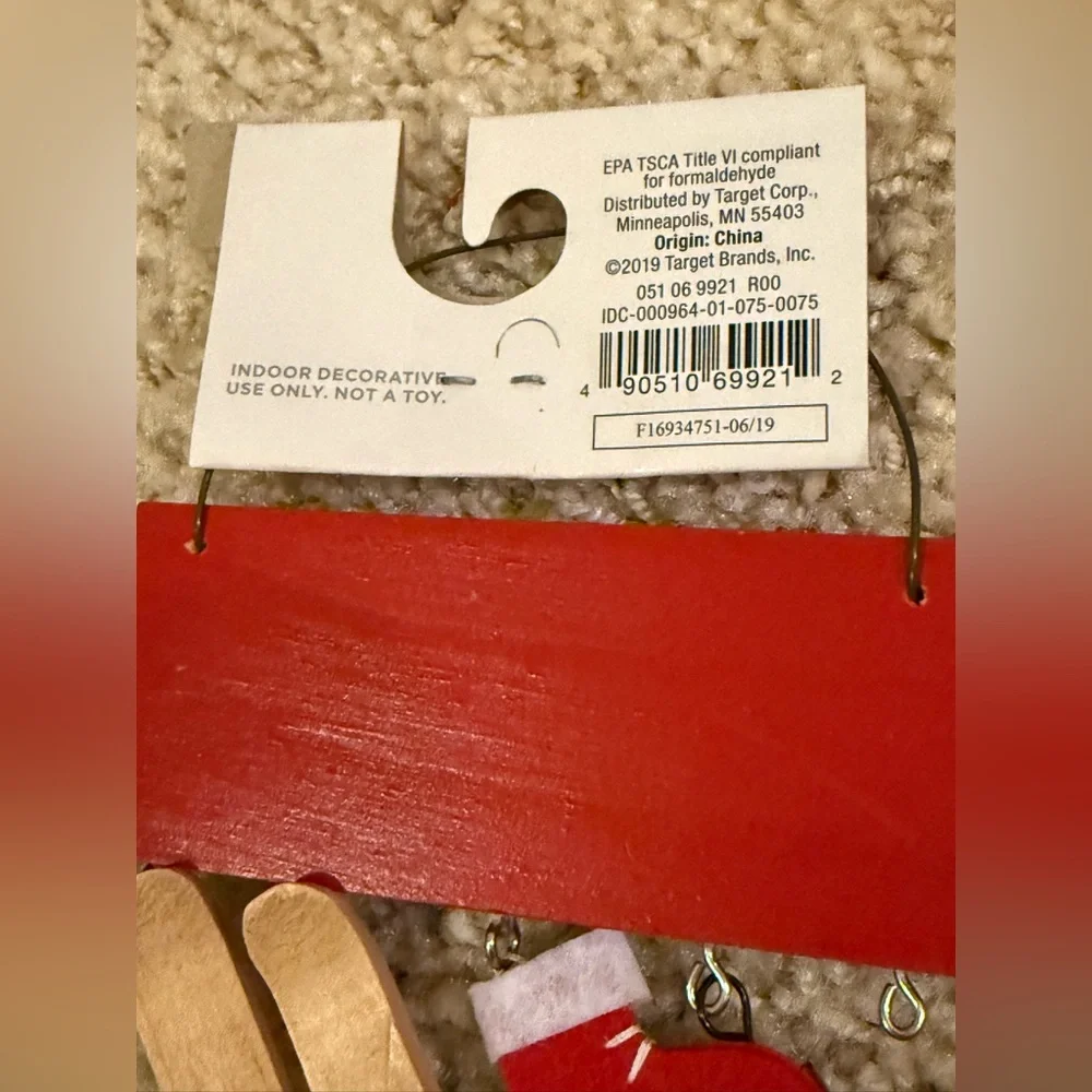 Target Red and Black Ski Shop Rentals Ornament missing an item